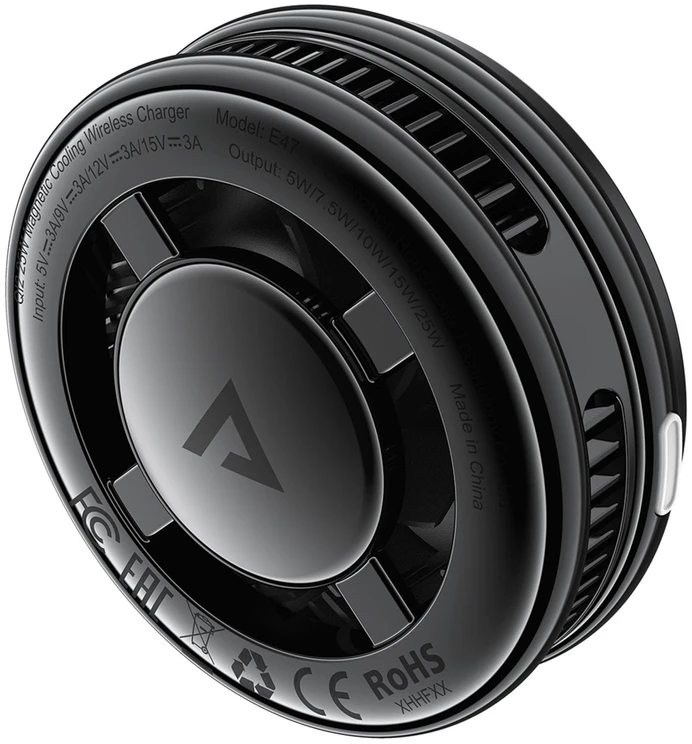 Acefast E47 Qi2 25W Magnetic Wireless Charger with Cooling - Juodas