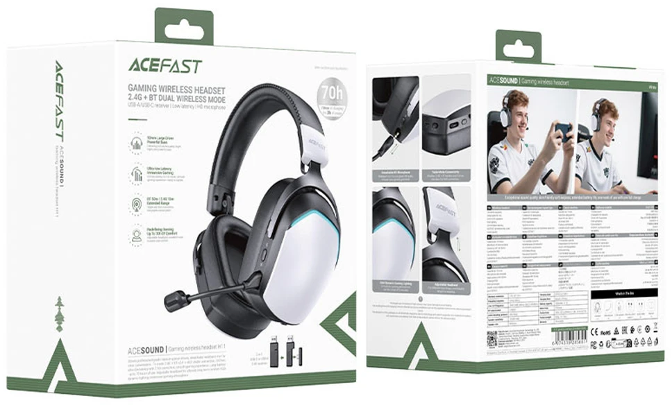 Belaidės ausinės Acefast H11 Gaming baltos