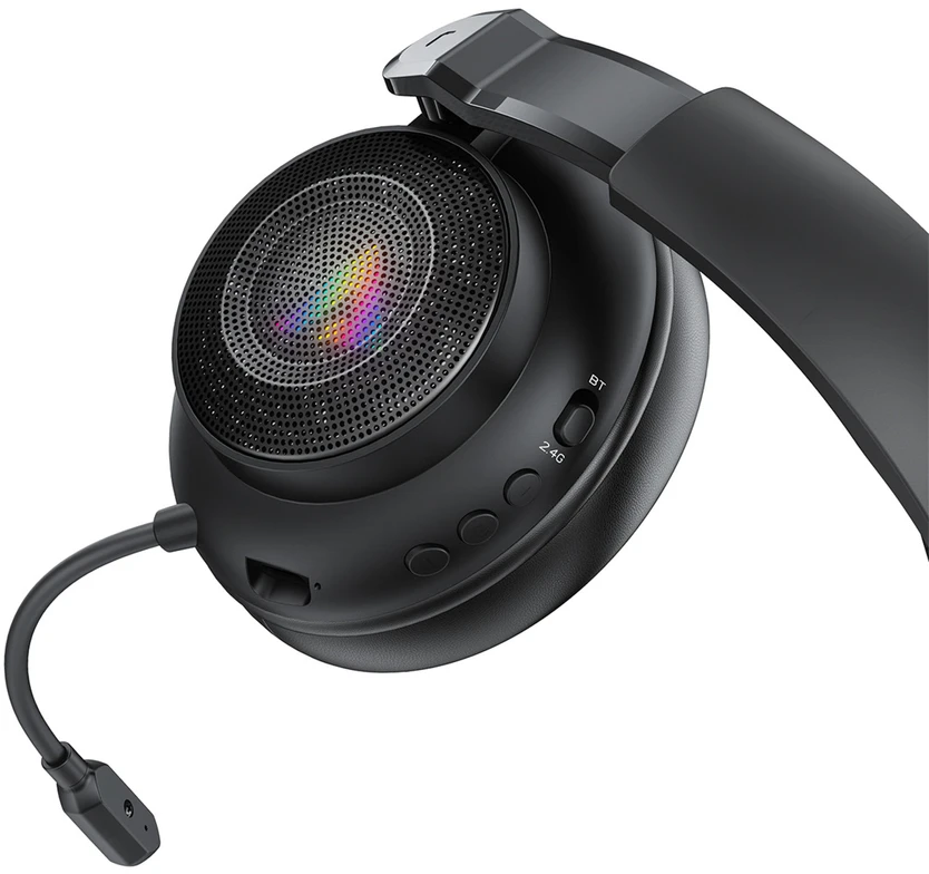 Acefast H15 Belaidės Bluetooth / 2.4 GHz / AUX Ausinės Žaidimams su mikrofonu ir RGB Backlight - Juodas