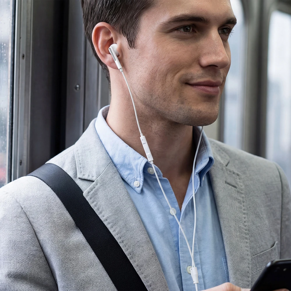 Acefast L14 į ausis įkišamos su laidu ausinės with 3.5 mm mini jack microphone - baltas