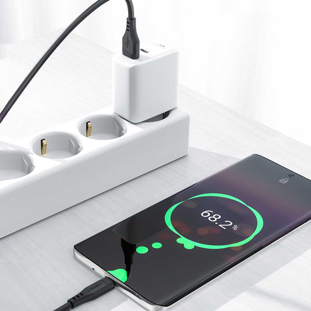 USB-C – USB-C UGREEN Acefast C3-04 1.2 m, 60 W (juoda)
