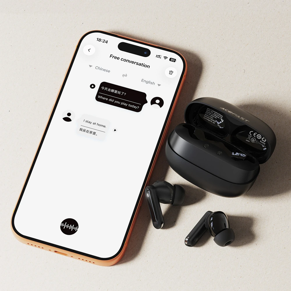 Acefast W8 TWS In-Ear Belaidės Ausinės with ANC ENC AI Translation - Juodas