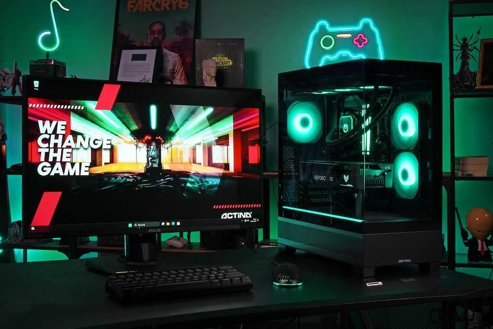 Stacionarus kompiuteris Actina 5901443417071 PC AMD Ryzen™ 7 7800X3D 32 GB DDR5-SDRAM 1 TB SSD AMD Radeon RX 9070 XT Midi Tower Juodas