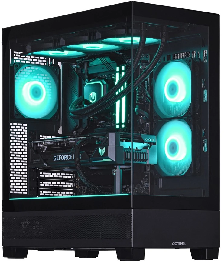 Stacionarus kompiuteris Actina 5901443417071 PC AMD Ryzen™ 7 7800X3D 32 GB DDR5-SDRAM 1 TB SSD AMD Radeon RX 9070 XT Midi Tower Juodas