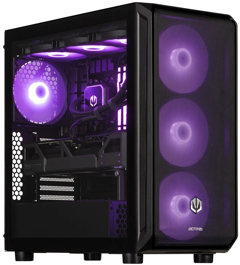 Stacionarus kompiuteris Actina 5901443426172 PC AMD Ryzen™ 7 9700X 32 GB DDR5-SDRAM 1 TB SSD AMD Radeon RX 9060 XT Windows 11 Pro Midi Tower Juodas