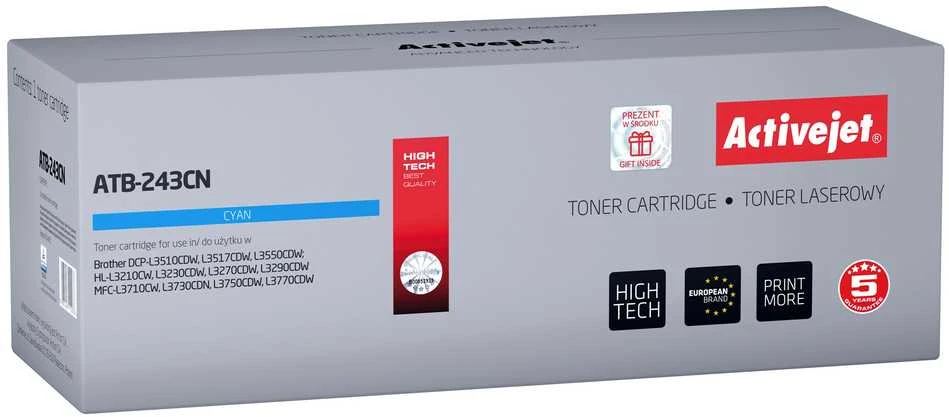 Toneris Activejet ATB-243CN (pakaitinis Brother TN-243C, Standartinis, 1000 psl., mėlynas)
