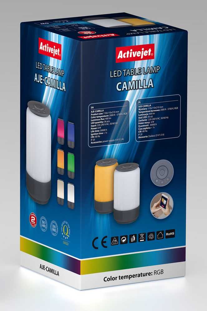 Stalinė Lempa - Activejet Aje-Camilla RGB, Juoda