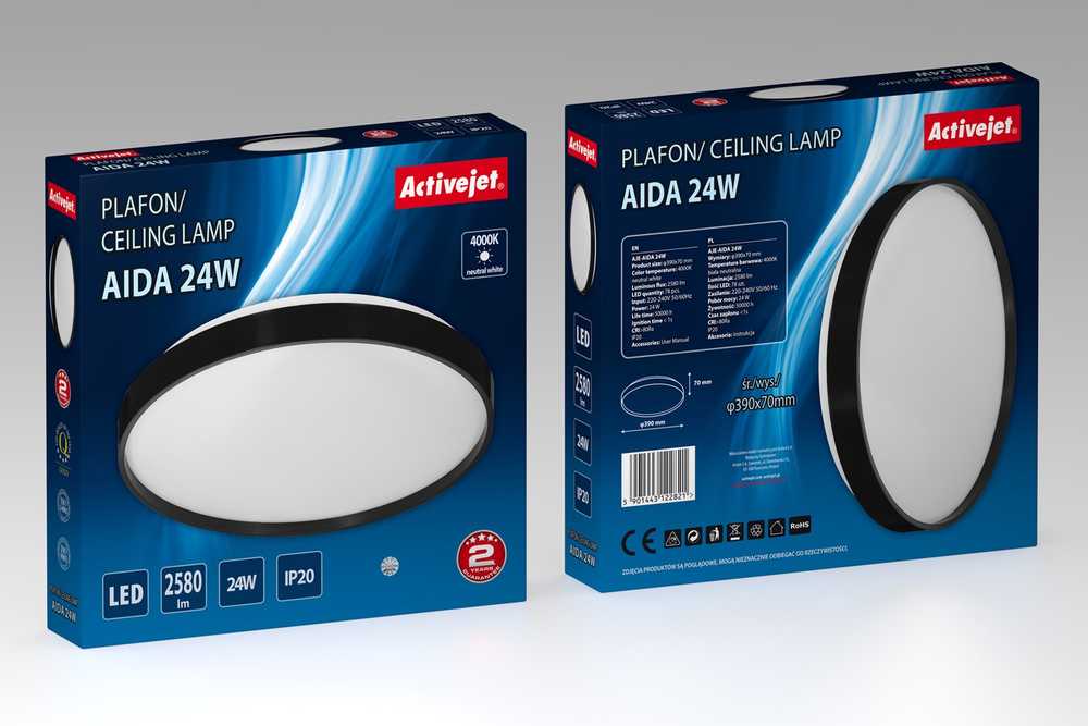Lubinis šviestuvas Lubų Šviestuvas - Activejet AJE-AIDA 24W 2580lm 4000K 39cm