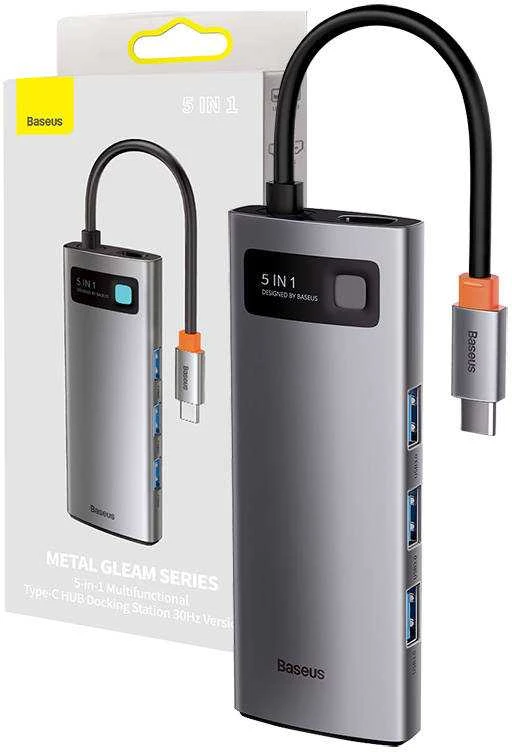 Baseus adapteris 5in1 USB-C šakotuvas 3x USB 3.0 + HDMI + USB-C PD