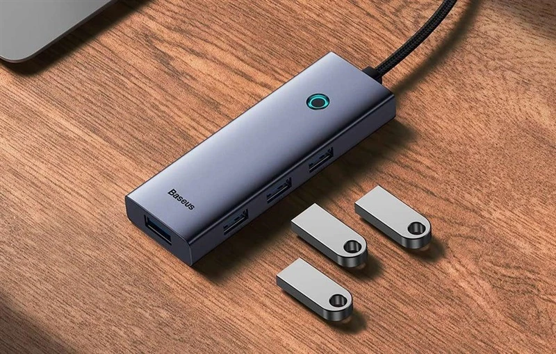 6in1 šakotuvas Baseus UltraJoy USB-C per HDMI4K@60Hz+4xUSB 3.0+PD - pilka