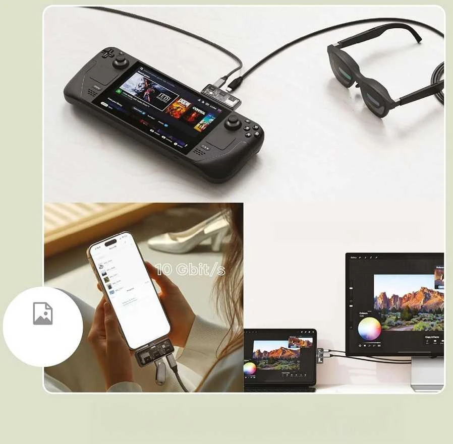 Adapteris ŠAKOTUVAS 3in1 USB C Satechi Mobile XR ST-HXRSDM erškėčiai pilka