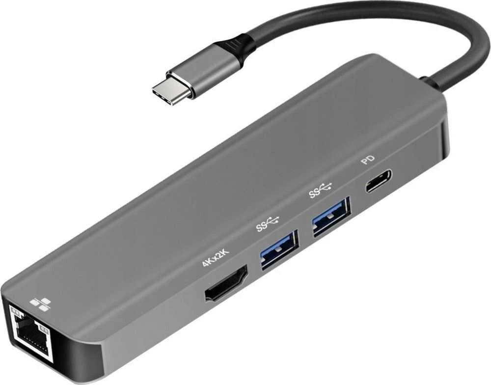 Adapteris HUB 5in1 USB C ART OEM-C15-1 sidabrinis
