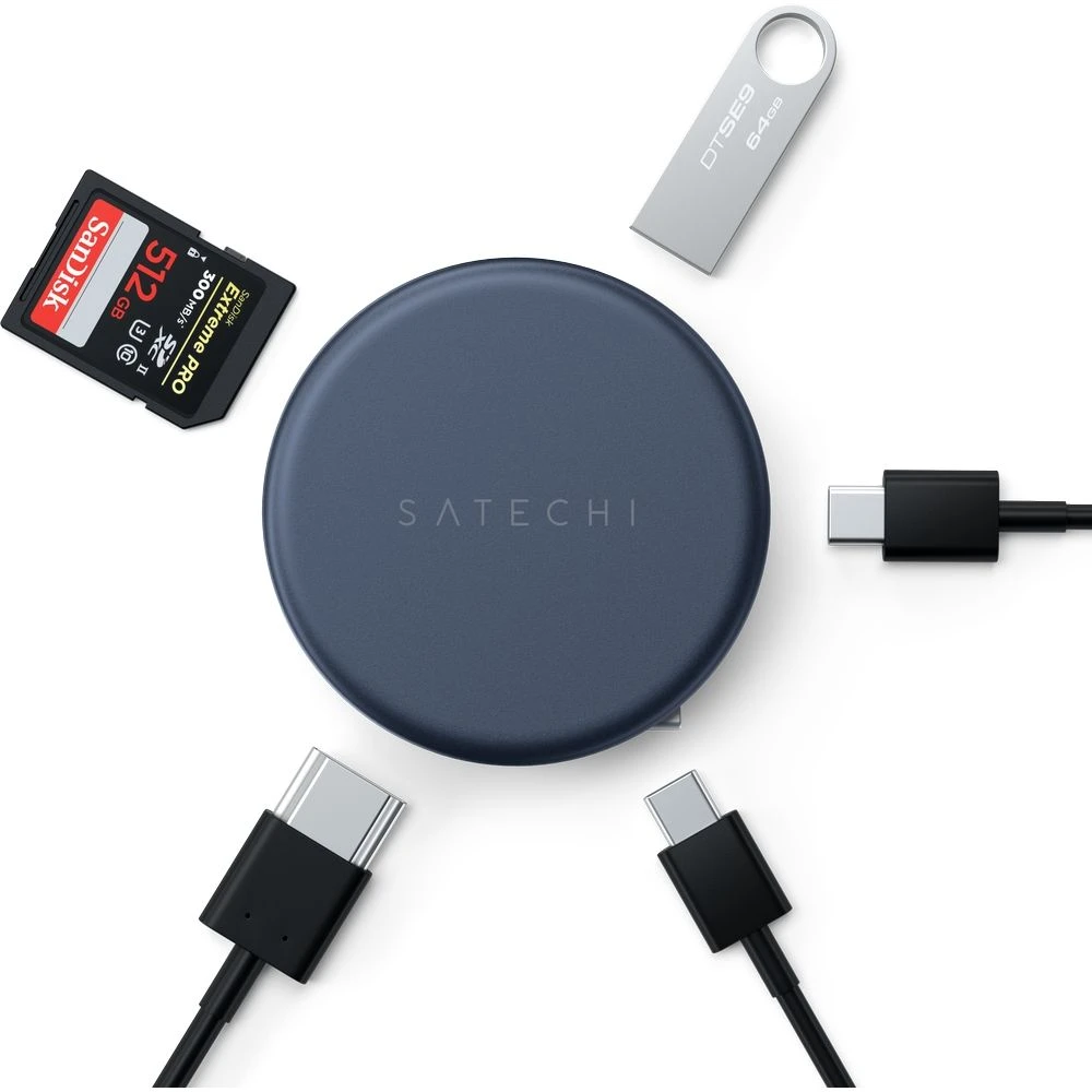 Adapteris HUB 5in1 USB C Satechi OntheGo STPOTG5B indigo