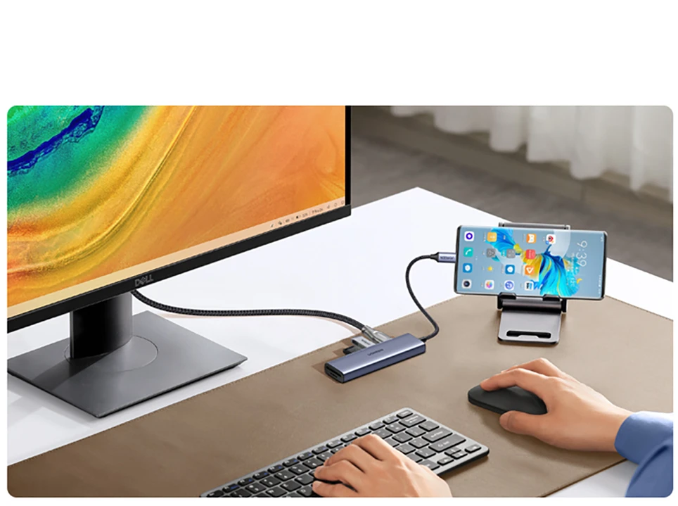 Adapteris HUB UGREEN CM511 USB-C prie HDMI, 3x USB-A 3.0, SD/TF