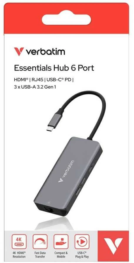 Adapteris Hub Verbatim USB-C/HDMI/3xUSB-A 3.2/RJ45 aluminum 32157