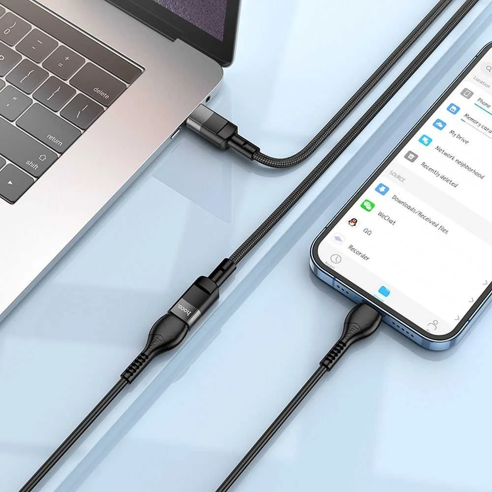 Adapteris OTG USB C to USB C Hoco 3A 1,2 m U107 juodas