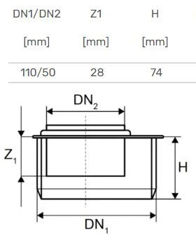 Adaptor short Magnaplast DN50/DN110
