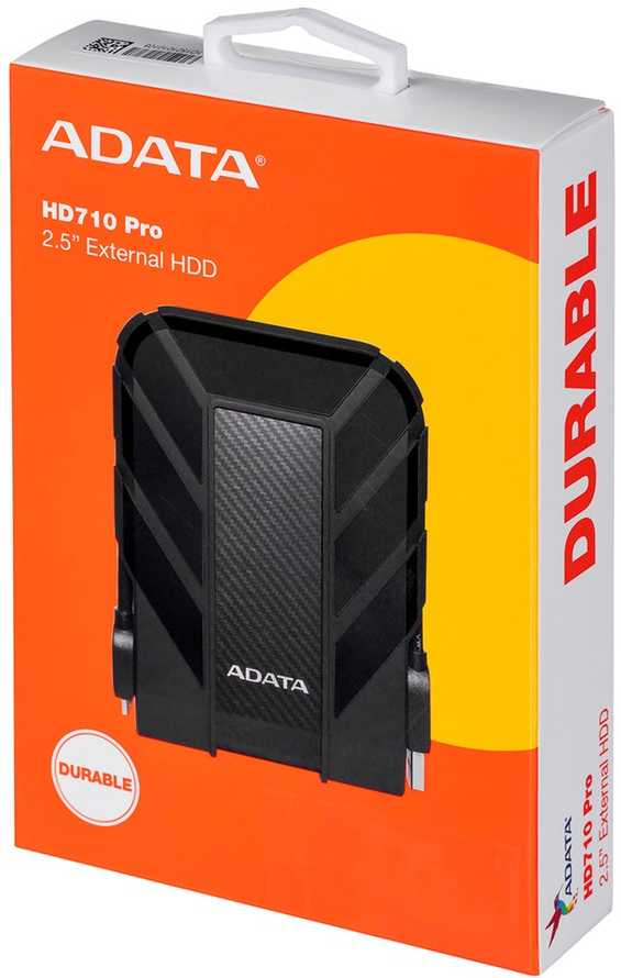 Kietasis diskas ADATA HD710P | 2000 GB | 2,5 colio | USB 3.1 (atgalinis suderinamas su USB 2.0) | Juodas | HD710 Pro atsparumo dulkėms ir vandeniui įvertinimai taikomi tik tada, kai USB prievado dangtelis yra tvirtai uždarytas.Plastikas / Apsauginis silikonas
