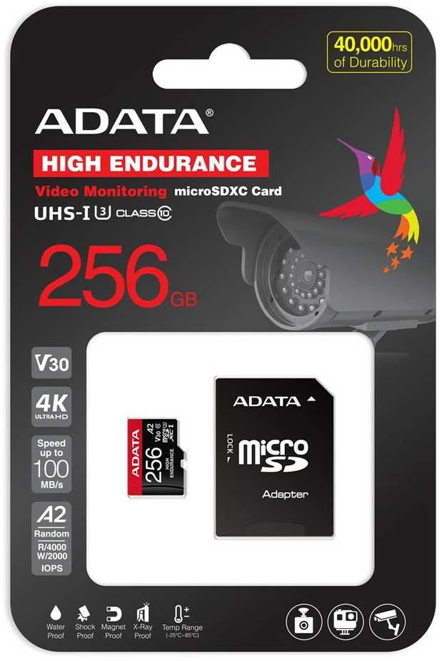 Atminties kortelė Adata High Endurance 256GB Micro SDXC UHS-I U3, Class 10