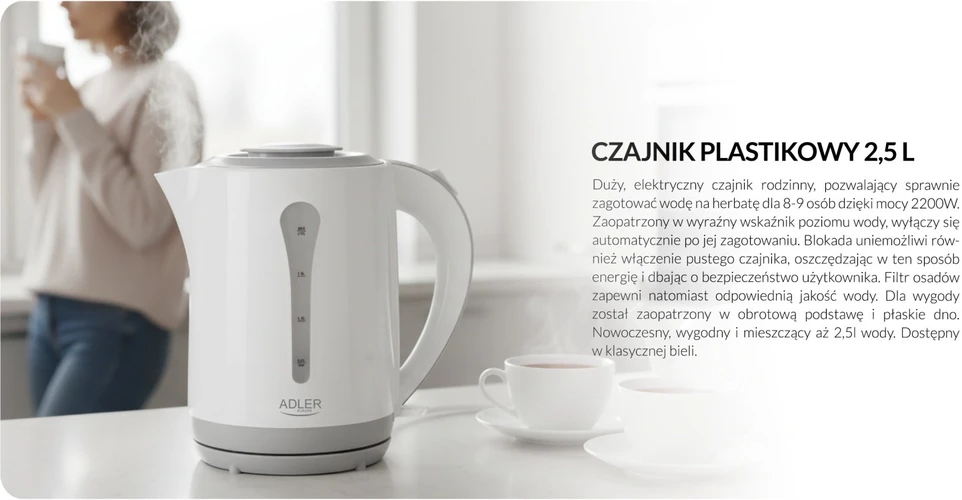 Virdulys elektrinis Adler AD 1244 (2200W 2.5l, mėlynos spalvos)