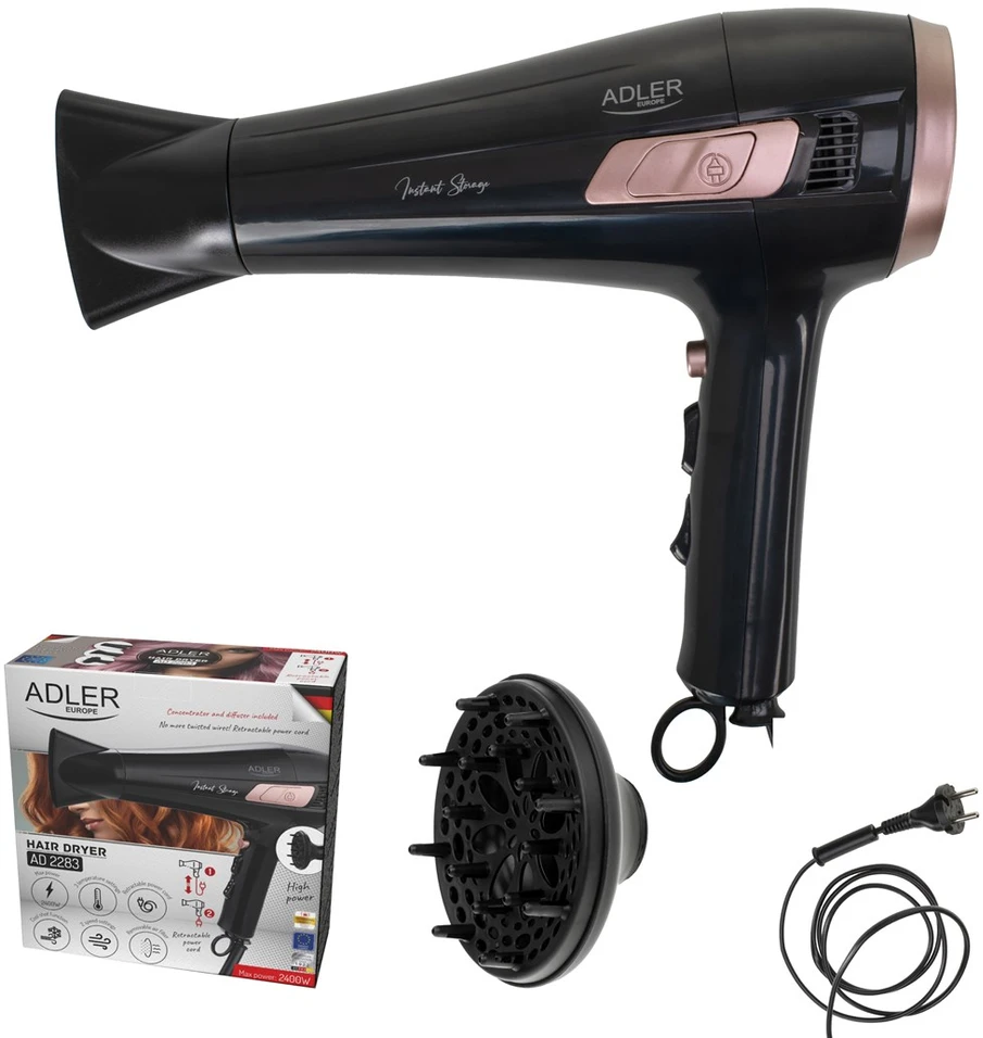 Adler AD 2283 plaukų džiovintuvas su 2400W galia ir difuzoriumi