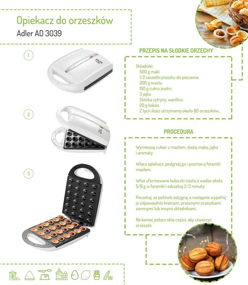 Riešutukų keptuvė AD 3039 (24 vnt.) XL