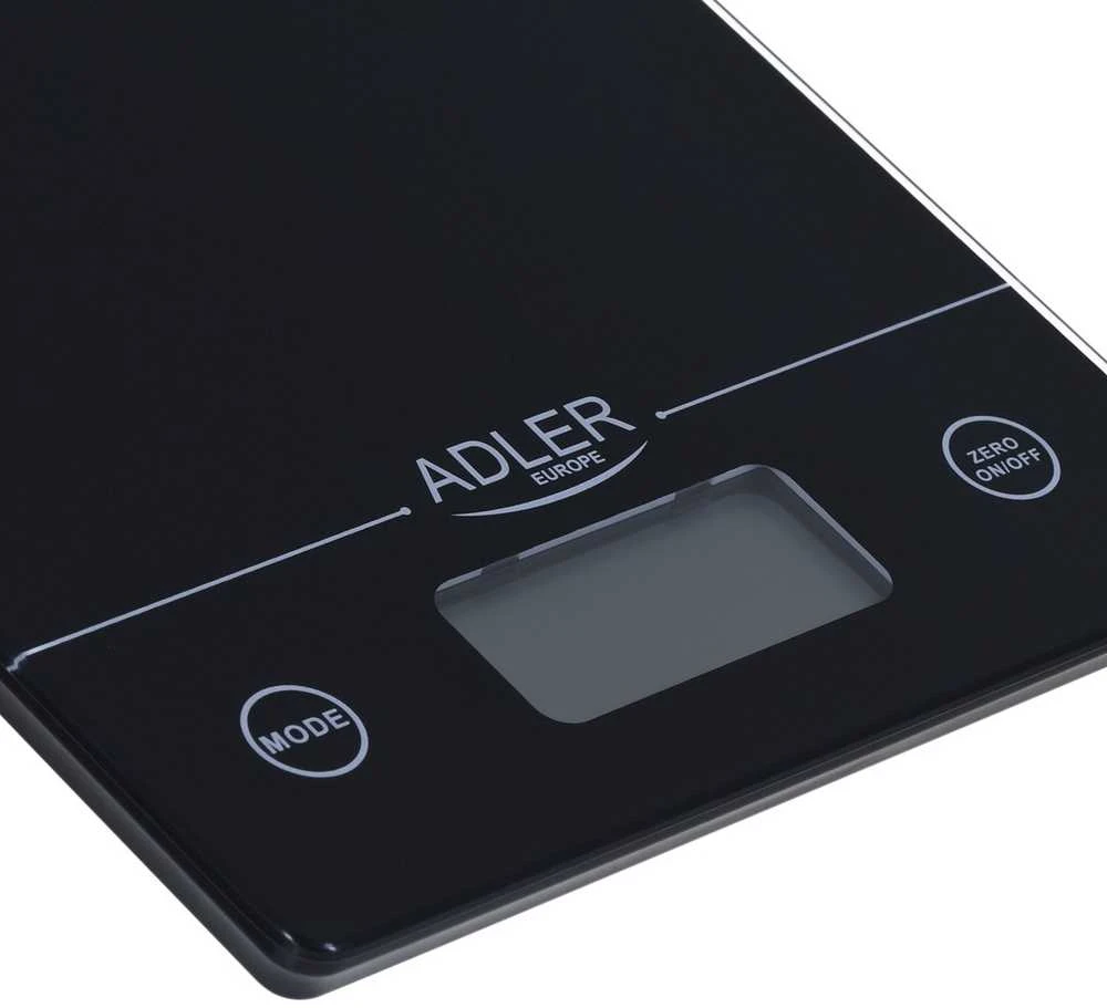 Adler | Virtuvinės svarstyklės | Adler AD 3138 | Maksimalus svoris (talpa) 5kg | Graduacija 1 g | Ekrano tipo LCD | Juodas