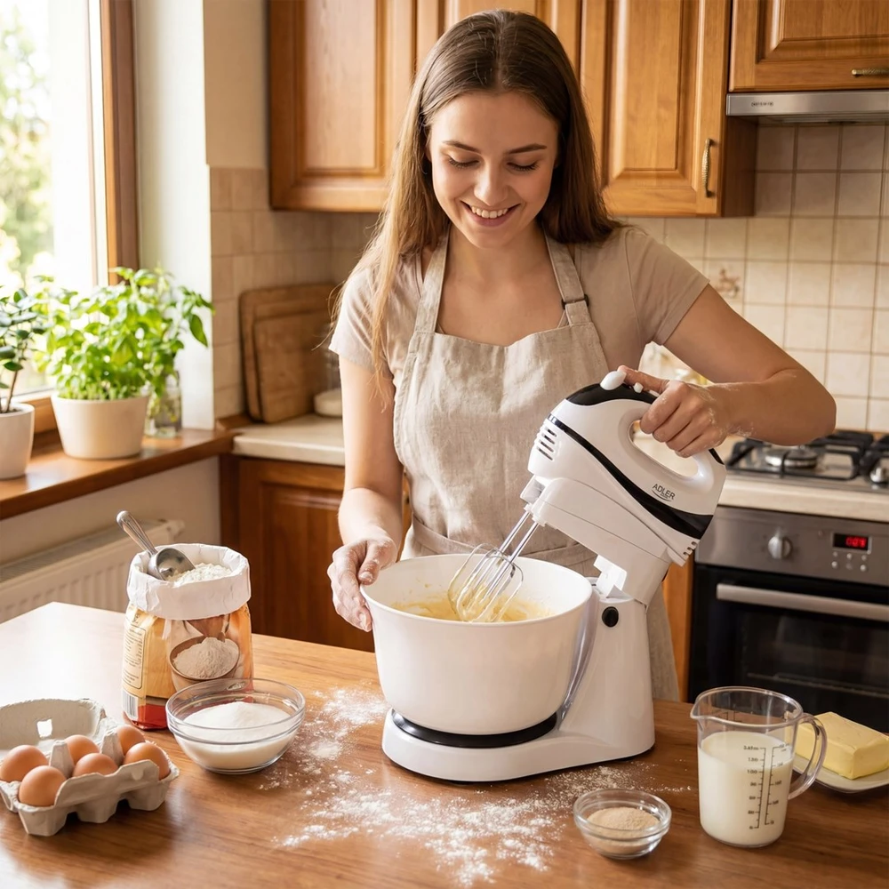 Virtuvinis kombainas Adler | Mixer | AD 4206 | Mixer with bowl | 300 W | Greičių skaičius 5 | Turbo mode | Baltas