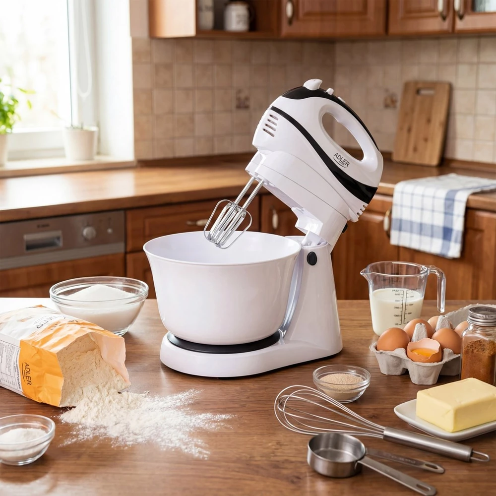 Virtuvinis kombainas Adler | Mixer | AD 4206 | Mixer with bowl | 300 W | Greičių skaičius 5 | Turbo mode | Baltas