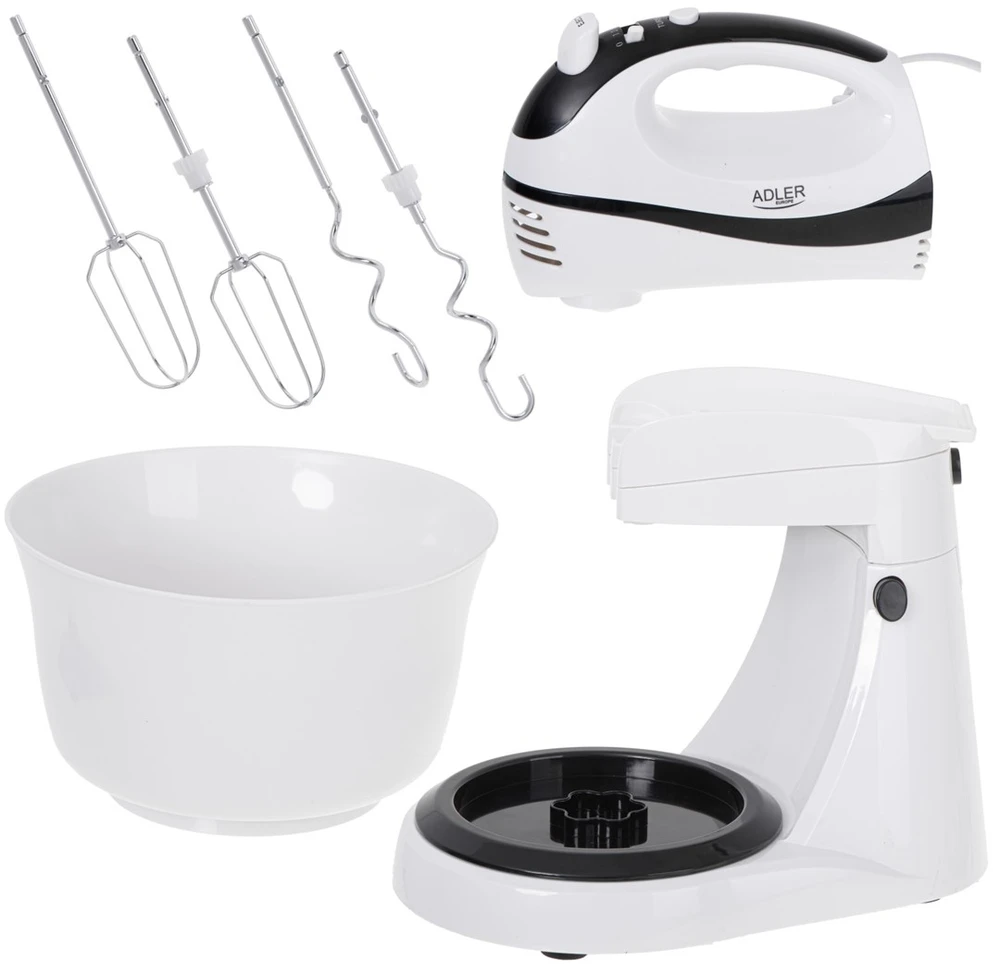 Virtuvinis kombainas Adler | Mixer | AD 4206 | Mixer with bowl | 300 W | Greičių skaičius 5 | Turbo mode | Baltas