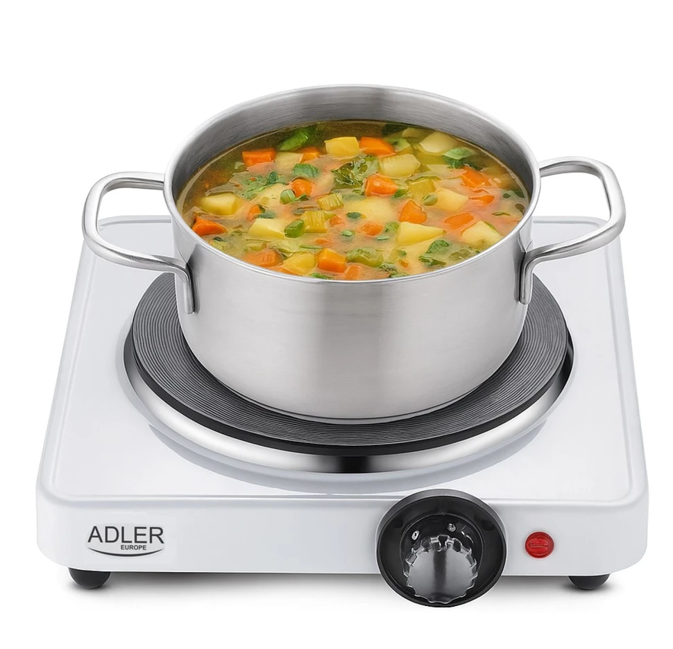 Adler | Laisvai pastatoma stalo kaitlentė | AD 6503 | Degiklių / virimo zonų skaičius: 1 | Elektrinė | Baltas