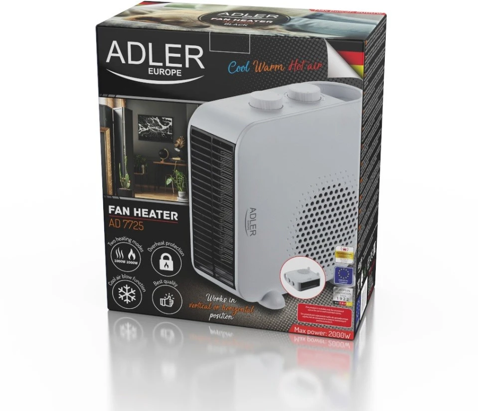 Oro šildytuvas Adler Heater AD 7725w, Baltos spalvos
