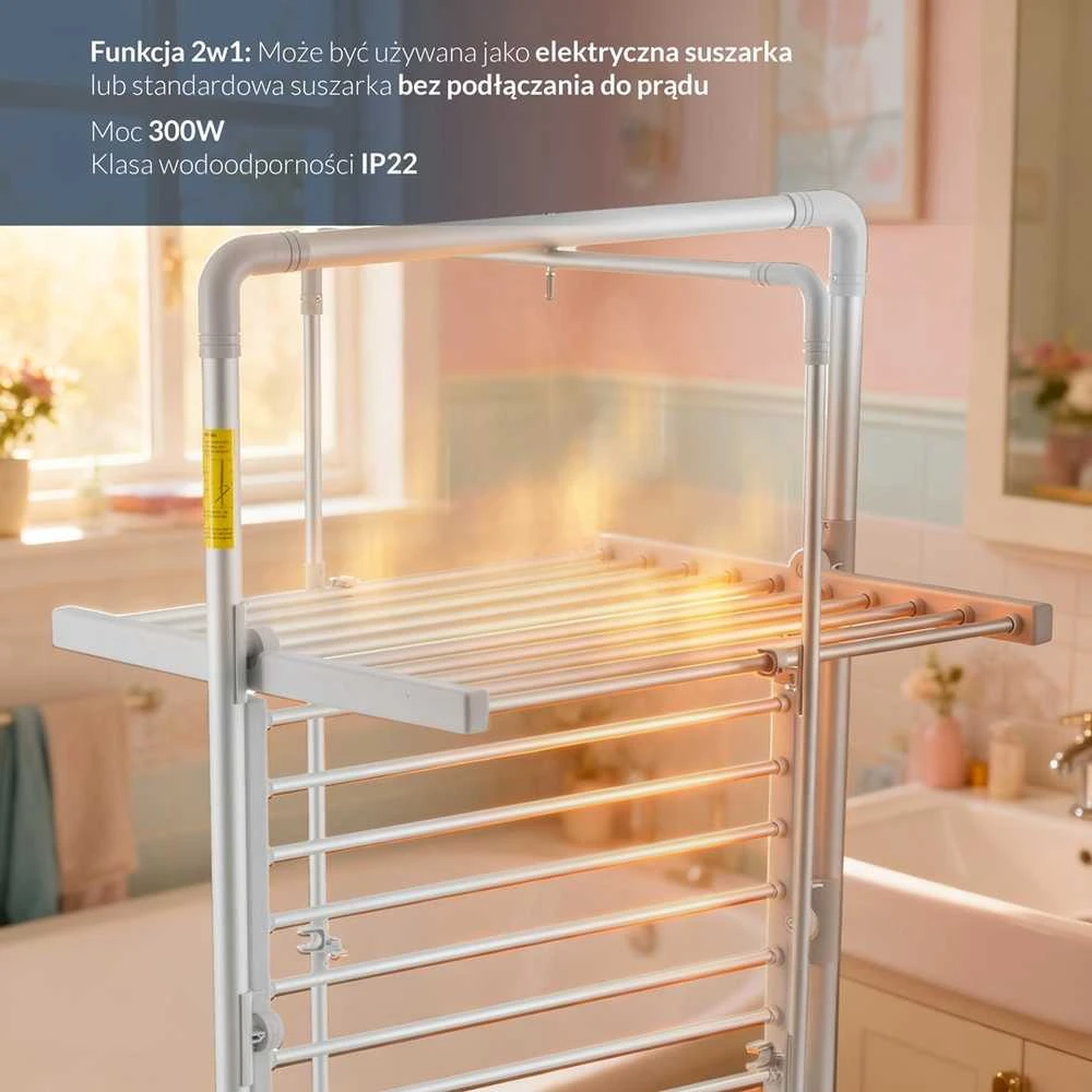 Adler | Foldable Electric Clothes Dryer | AD 7829 | 300 W | Sidabrinis/Baltas