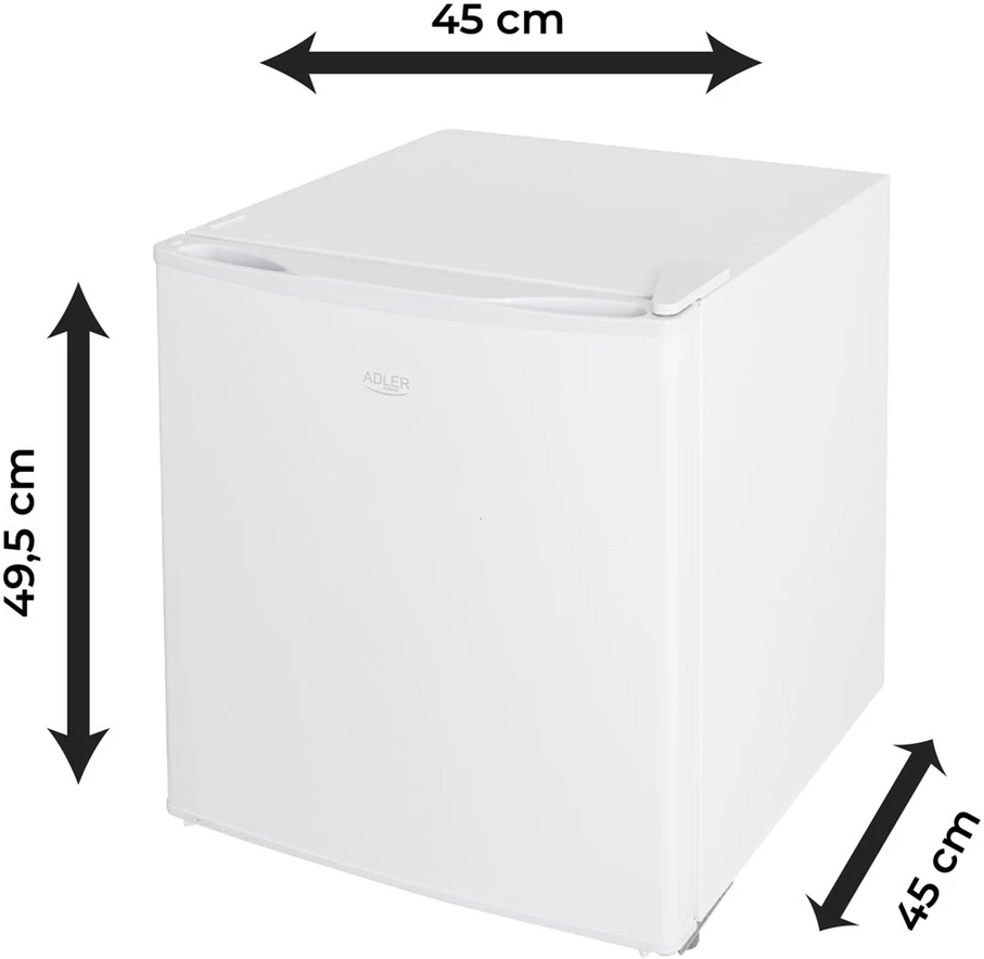 Adler Šaldytuvas | AD 8096 | Energijos vartojimo efektyvumo klasė E | Laisvai pastatomas | Sandėliukas | Aukštis 51 cm | Šaldytuvo grynoji talpa 45 l | 39 dB | Balta
