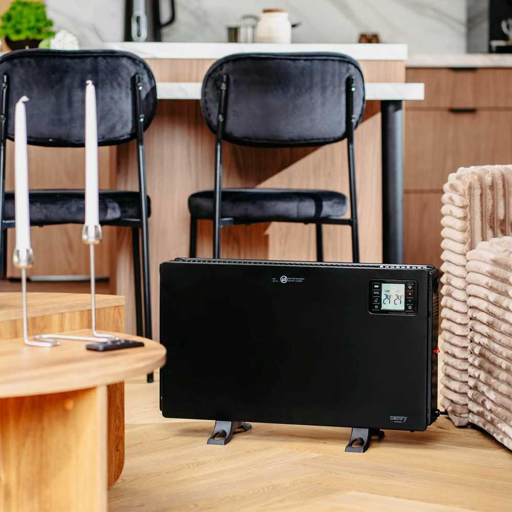 Adler „Camry“ ventiliatorinis šildytuvas su nuotolinio valdymo pultu | CR 7739 | Konvekcinis šildytuvas | 2000 W | Galios lygių skaičius: 3 (750 W / 1250 W / 2000 W) | Juodas