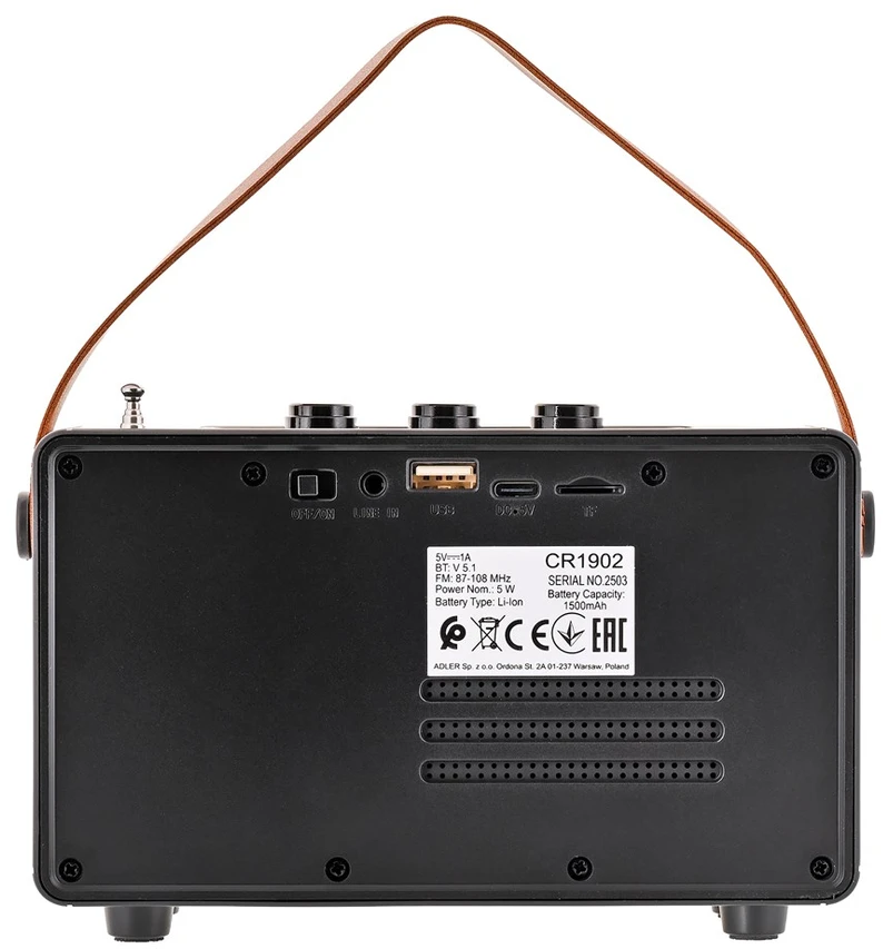 Camry | Speaker with radio | CR 1902 B | Juodas | Belaidė jungtis