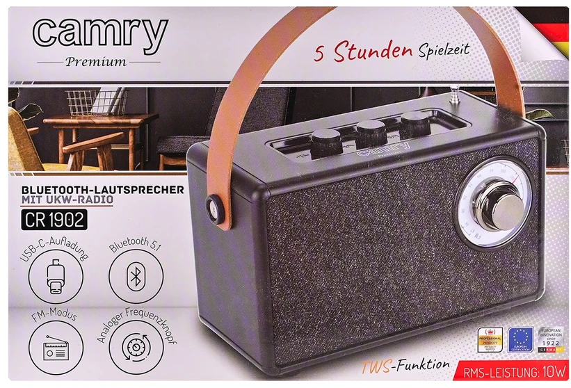 Camry | Speaker with radio | CR 1902 B | Juodas | Belaidė jungtis