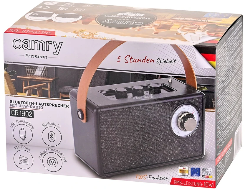 Camry | Speaker with radio | CR 1902 B | Juodas | Belaidė jungtis