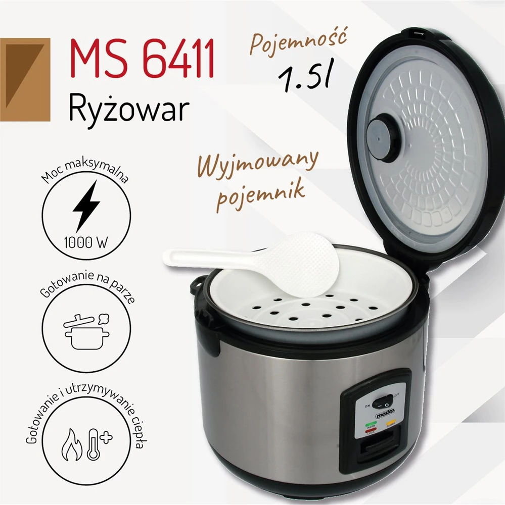 Ryžių virimo aparatas Mesko MS 6411, Juodos/Pilkos spalvos