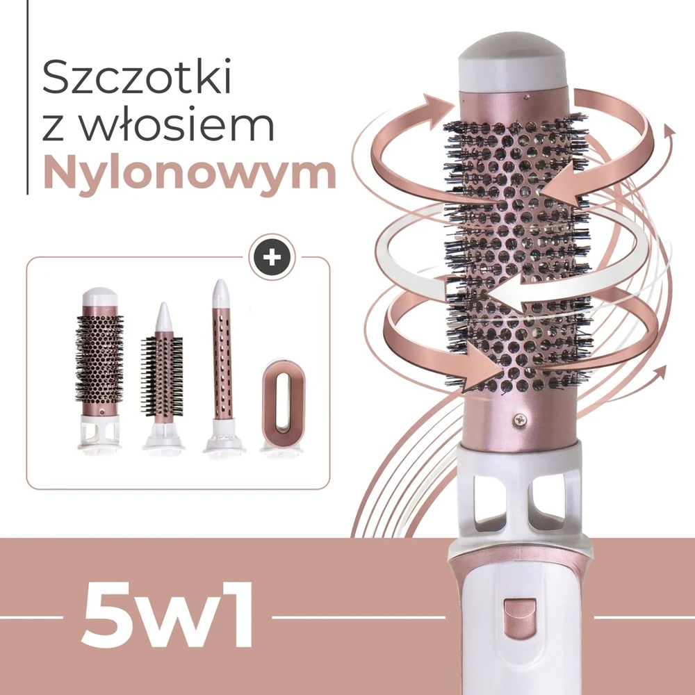 Adler | Plaukų formuotojas 5 viename | AD 2027 | 1200 W | Pearl Baltas/Rose Gold