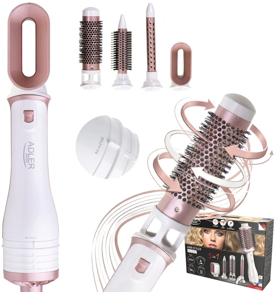 Adler | Plaukų formuotojas 5 viename | AD 2027 | 1200 W | Pearl Baltas/Rose Gold