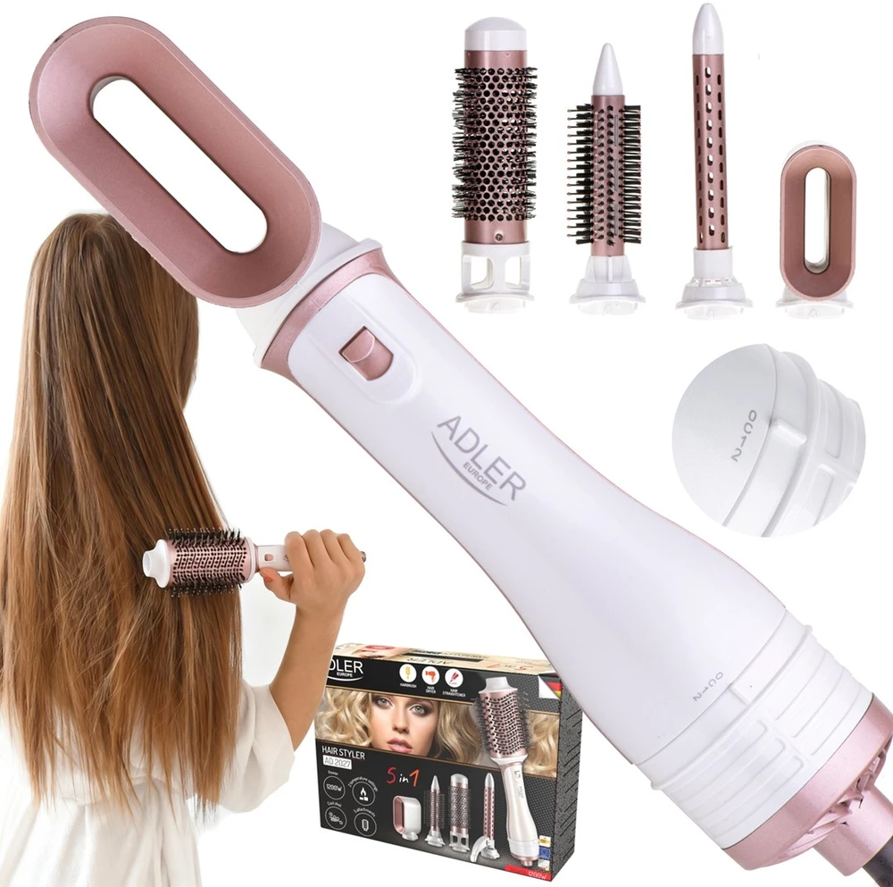 Adler | Plaukų formuotojas 5 viename | AD 2027 | 1200 W | Pearl Baltas/Rose Gold