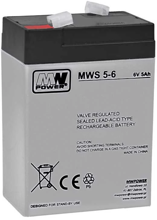 Milly Mally Mw Power MWPower MWS 6V 5Ah F1(187) AGM akumuliatorius, 5 metai