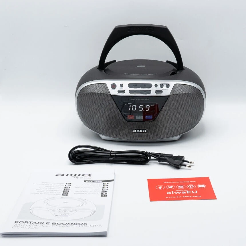 Aiwa BBTU-400SL portable stereo system Analog & digital 6 W FM Sidabrinis MP3 playback