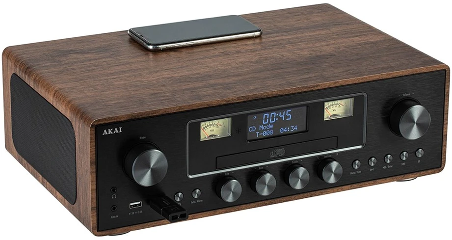 AKAI AM-100 RHAPSODY Stereo system 30W RMS, Bluetooth 5.0, DAB+/FM, CD/USB, AUX, ruda juodas