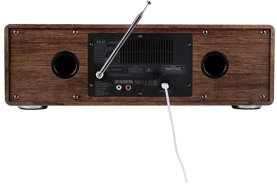 AKAI AM-100 RHAPSODY Stereo system 30W RMS, Bluetooth 5.0, DAB+/FM, CD/USB, AUX, ruda juodas