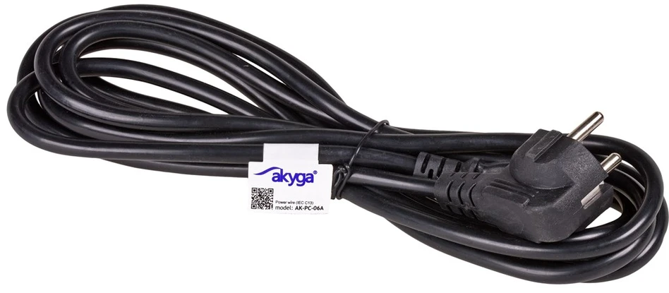Akyga AK-PC-06A power cable Juodas 3 m CEE7/7 IEC C13