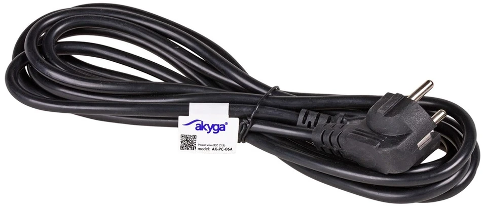 Akyga AK-PC-06A power cable Juodas 3 m CEE7/7 IEC C13