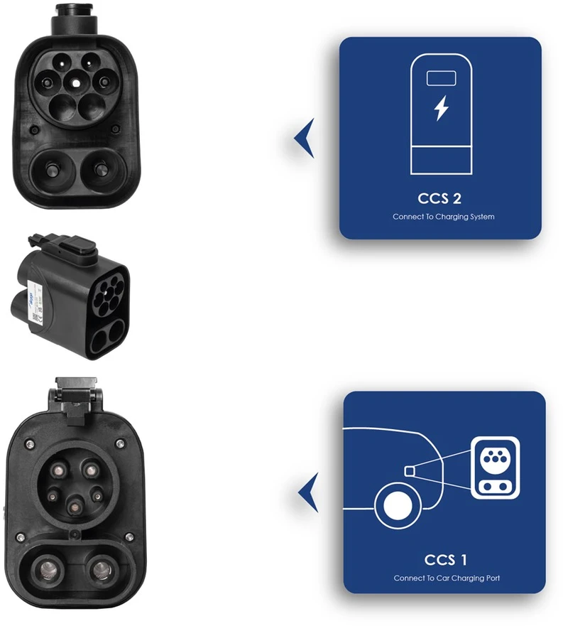 Akyga AK-SC-E19 Ladekabel-Adapteris CCS Combo 1 CCS Combo 2 Juodas