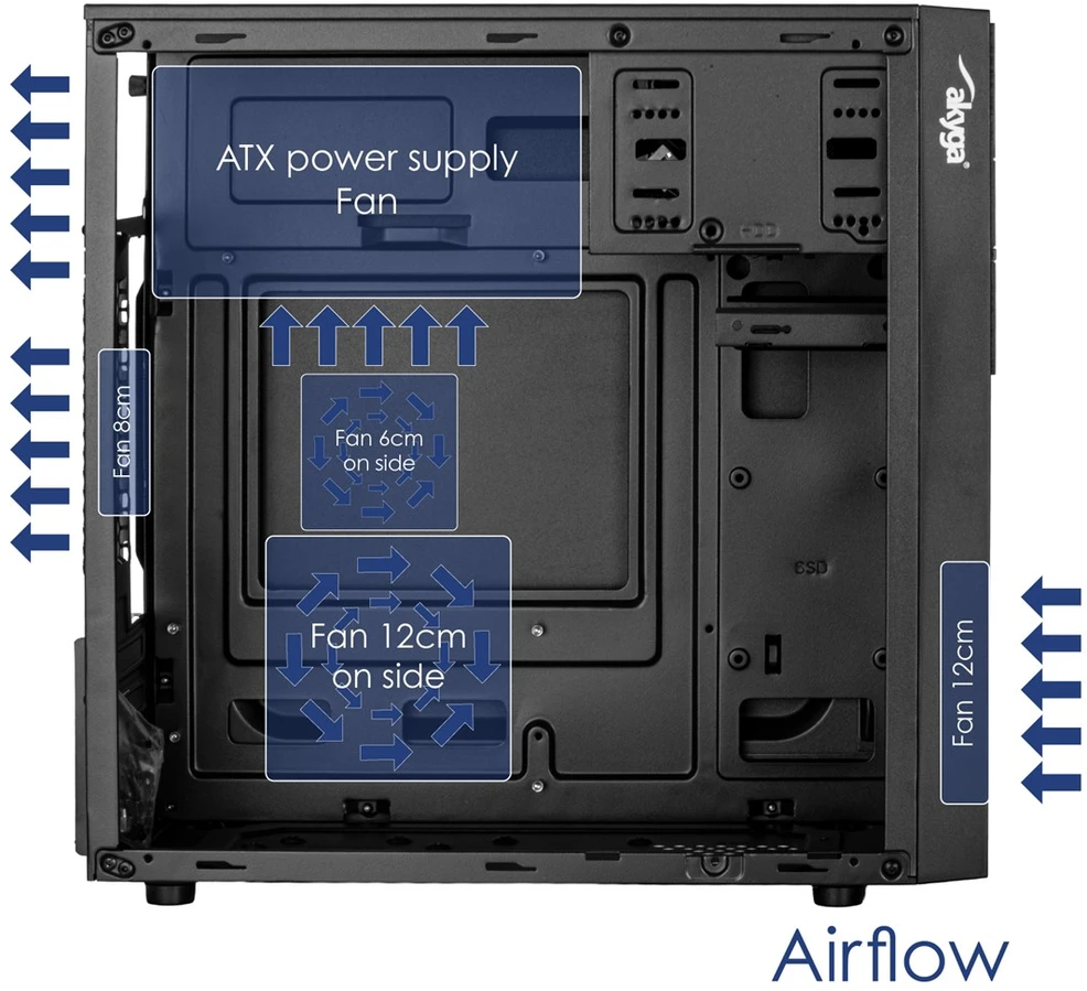 Akyga Micro ATX korpusas AK19BK USB-C + USB 3.0 + 2x USB 2.0 juodas be maitinimo bloko Micro Tower Juodas